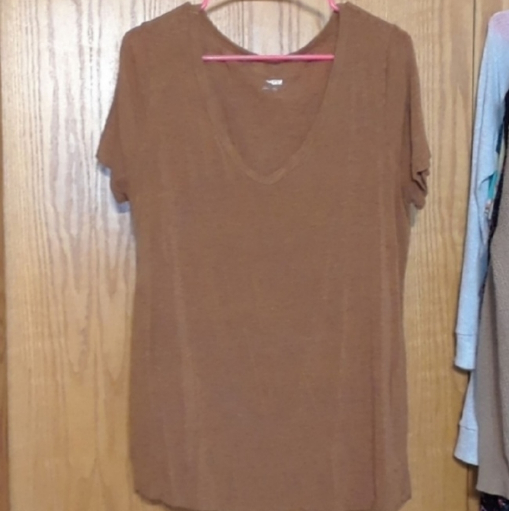 💚Merona orange vneck top L
